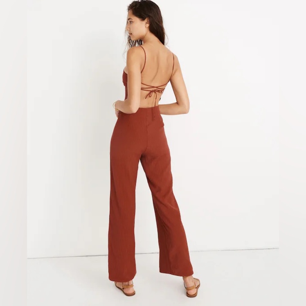 Paloma Wool || Ava Open Back Lace Up Jumpsuit Backless Rust Red Orange‎ 36 US 4